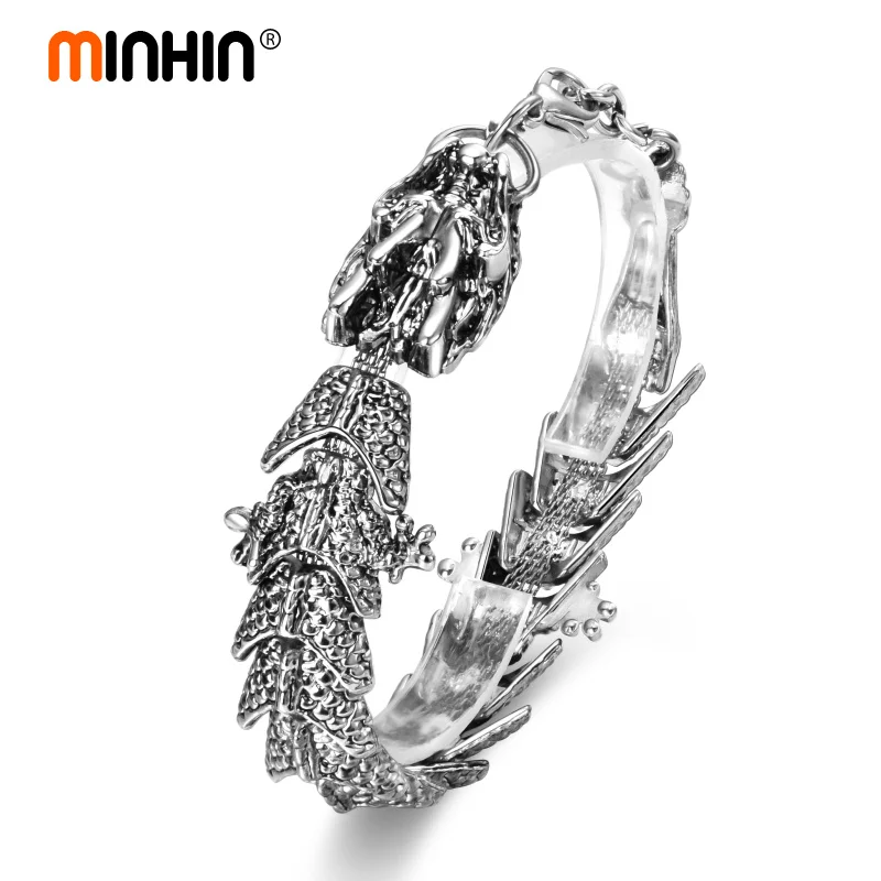 MINHIN, модный браслет для мужчин, в стиле рок, панк, нержавеющая сталь, браслет с подвесками, браслеты, готический дракон, ювелирное изделие, подарок, Pulseira