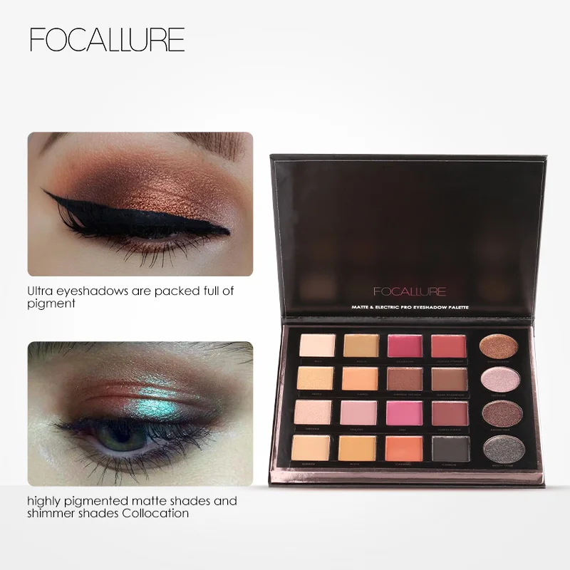 Новинка FOCALLURE 20 цветов матовые и электрические профессиональные тени для век