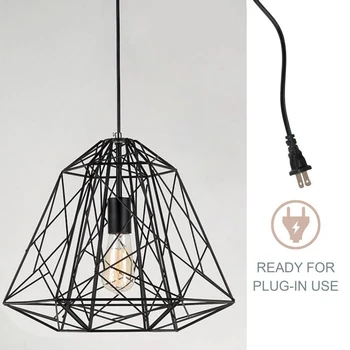 

HAIXIANG Vintage Geometric Drop Light Hallway Chandelier Corridor Ceiling Pendant Plug-in Powered Lamp