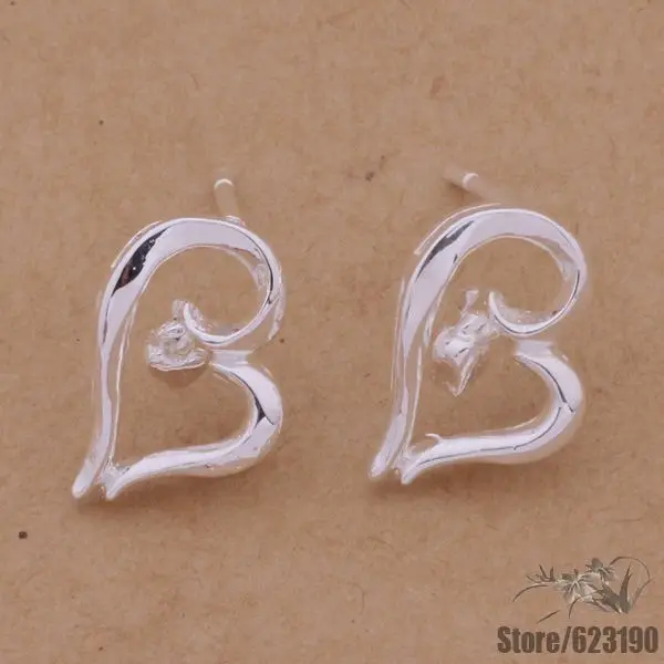 AE444 посеребренные серьги, посеребренные ювелирные изделия, сердце инкрустированное античное серебро/fcbantia gonapfua