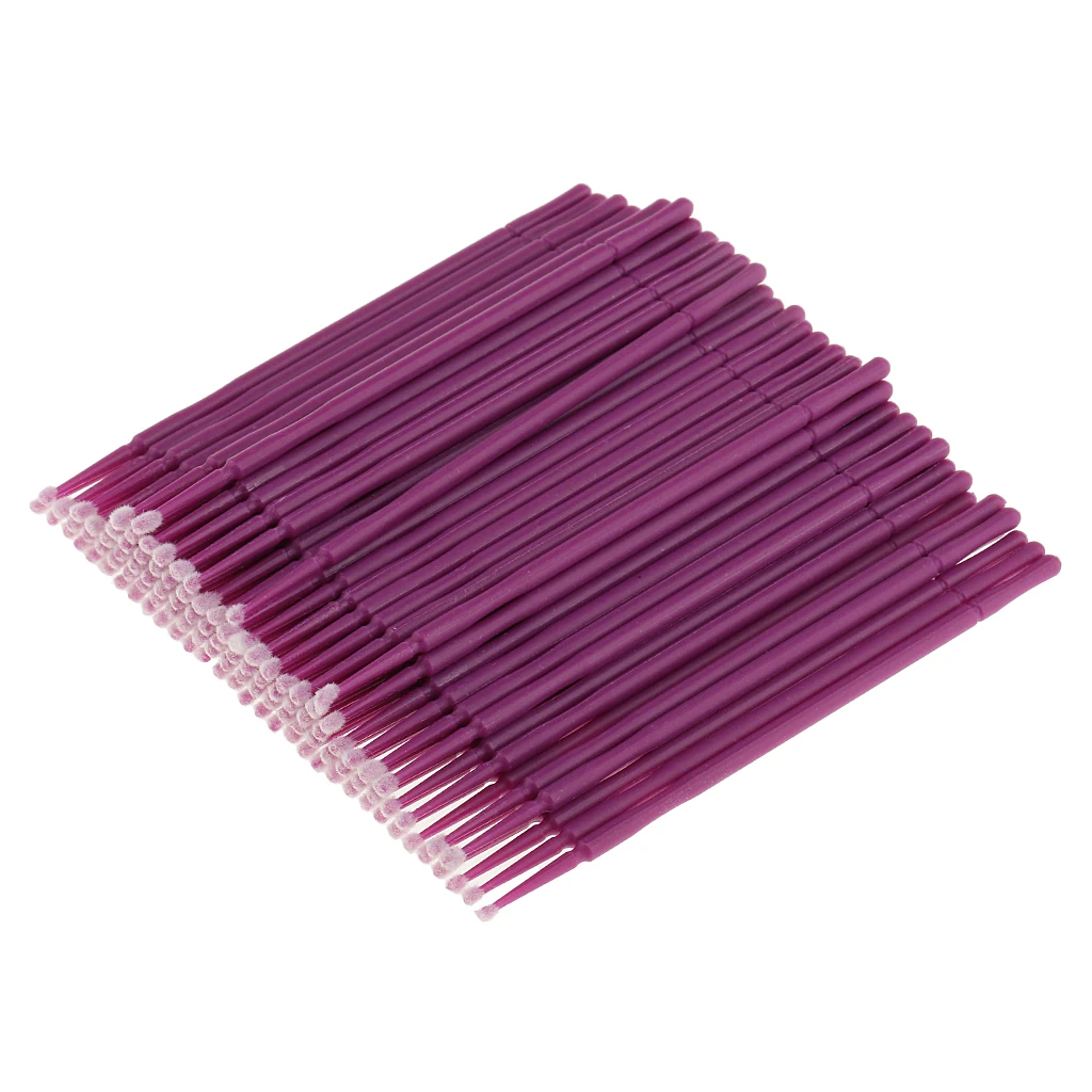 100 Pieces Disposable Eyelash Eyeshadow Extension Small Brushes Applicators Mascara Purple