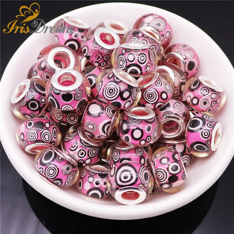 

20Pcs Round Large Hole European Plastic Spacer Beads fit Pandora Bracelet Bangle Snake Chain DIY Charms for Women Jewelry Making