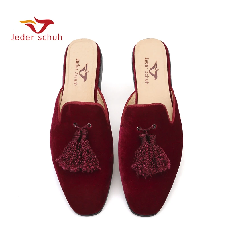 

Jeder Schuh Handmade men velvet slippers of exquisite tassel for fashion party and banquest men's half designs loafers