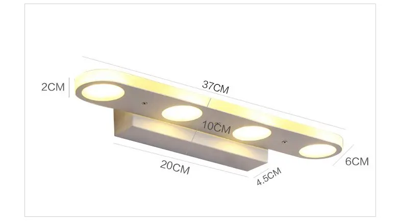 Современный Санузел Светодиодные Бра белый Алюминий акрил Панель Ванная комната Бра настенное зеркало спереди настенные светильники
