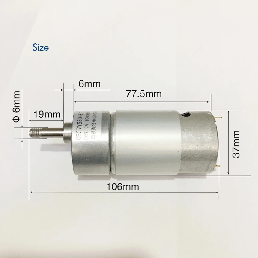 RS-550 мотор-редуктор с металлические шестерни переменного тока 7,2 V для снижения скорости двигателя 1000 об/мин, M6 винт вала диаметром 6 мм, замедления передаточное число: 8,7: 1