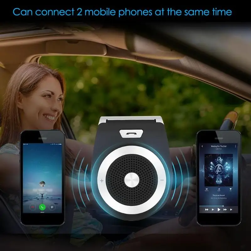 Горячая новинка Bluetooth громкой связи автомобильный комплект MP3 музыкальный плеер Солнцезащитный козырек клип Громкая связь Hands Free Портативный беспроводной Bluetooth наушники