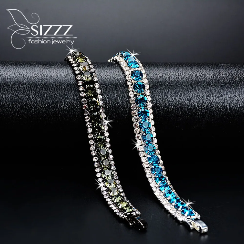 

SIZZZ Charming bride wedding bracelet for women crystal jewelry Shiny rhinestone Wide fashion Bracelet Princess Wedding Jewelry