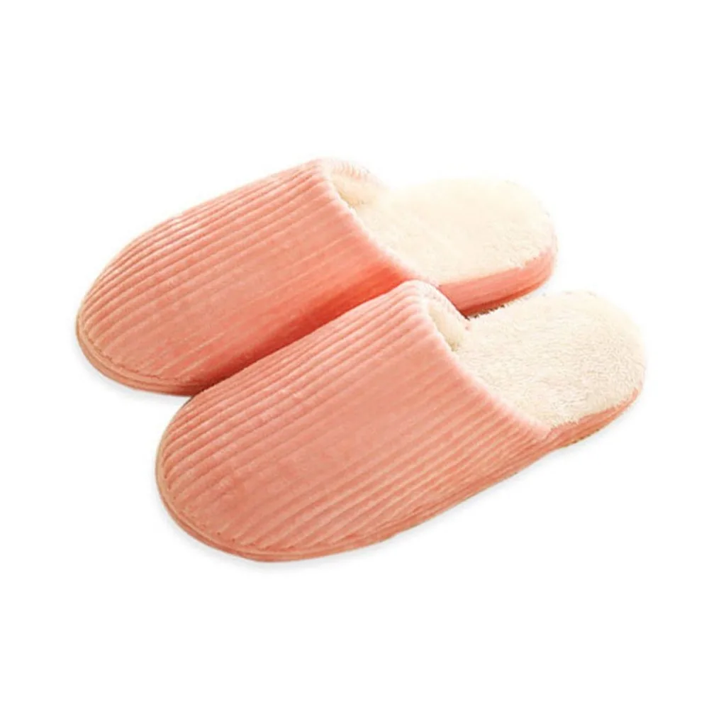 

Super Soft Anti-skid Autumn And Winter Warm Cotton Striped Slippers Comfortable Plush Indoor Bedroom Couple Lovers Slippernew