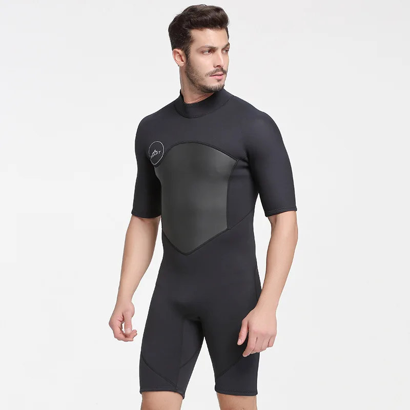 Men 2MM Short Sleeve Neoprene Wetsuit Men Warm Winter Swimming Scuba ...