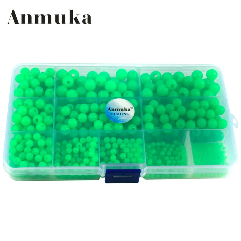 Anmuka 820Pcs/Box Plastic Glow Fishing Beads Round Luminous Sea Fishing