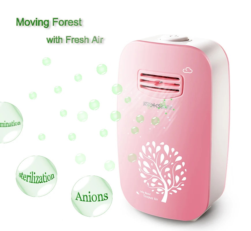 

801-Pink Home and Office Mini Air Purifier Portable Negative Ion Generator Air Cleaner, Home sterilizer 110V/220V ionizer