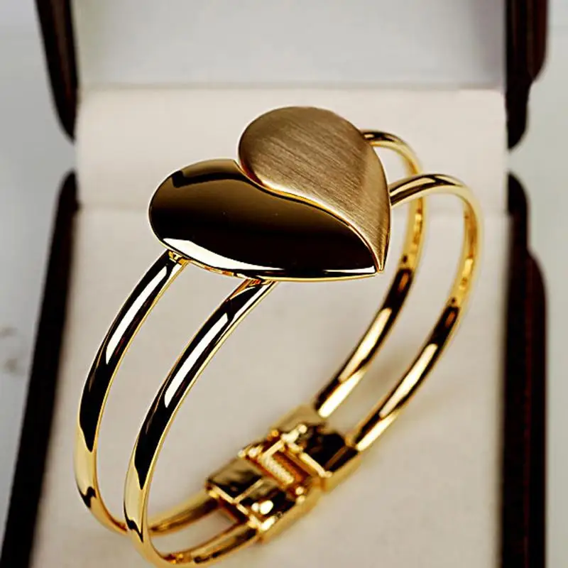 

Romantic Multilayer Chain Bangle Gold Color Heart Bracelet Top Quality Gift Women Jewelry