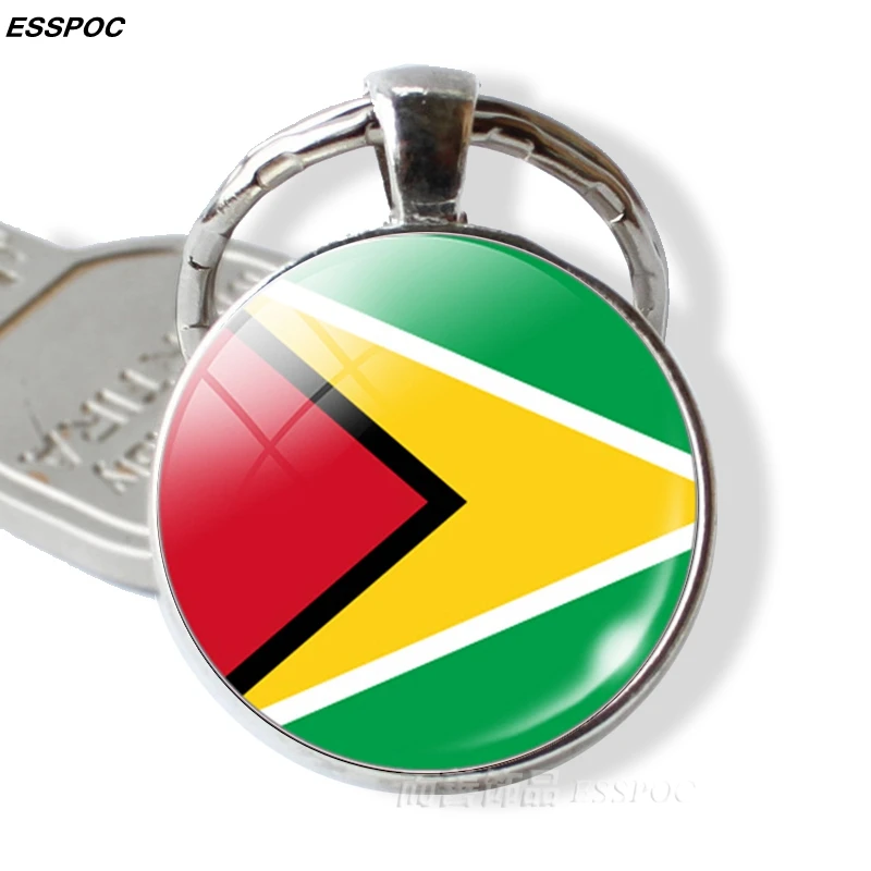 Флаг стран Южной Америки, брелок для ключей, Бразилия, Чили, Аргентина, Перу, Колумбия, металлический брелок, сувенир для туристической страны, подарки - Цвет: Guyana