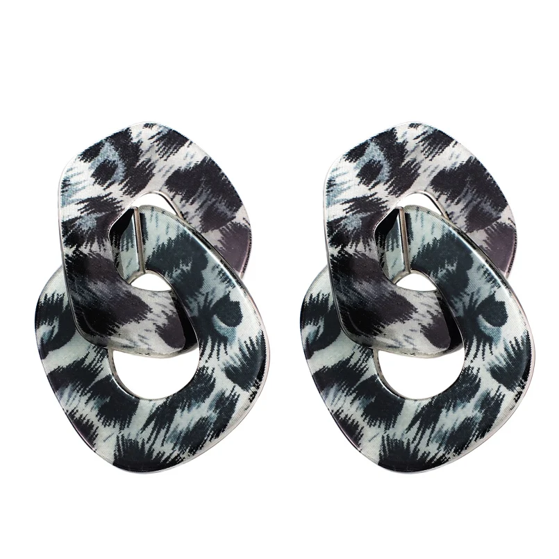 MANILAI Geometric Charm Leopard Grain Acrylic Dangle Big Earrings Women Fashion Jewelry Statement Earrings For Party Wholesale