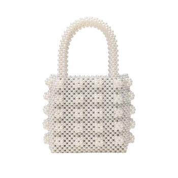 

Handmade Pearl Lady Tote Luxury Handbags Small Box Evening Bag Fashion Vintage Female Top-handle Purse Chic ins Box Bag Brand
