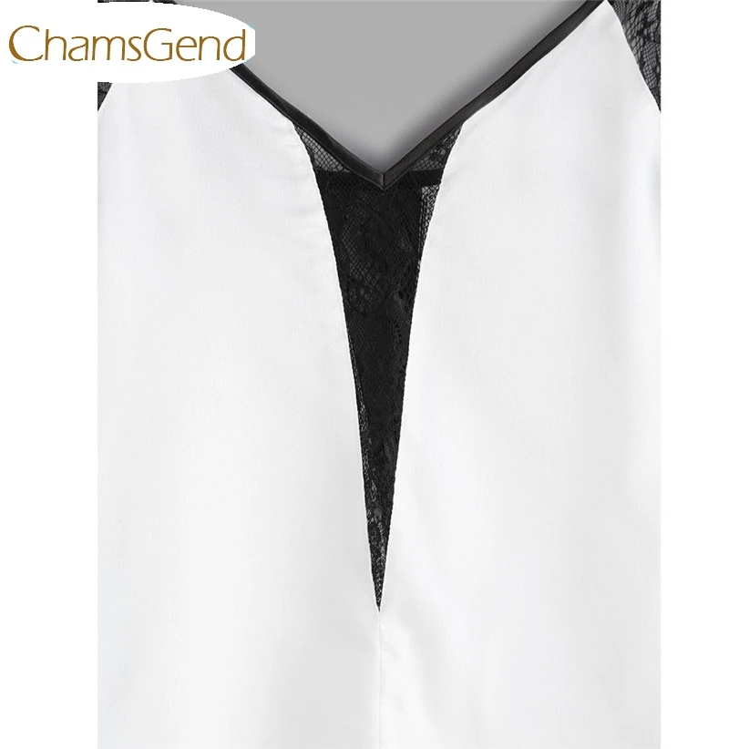 Chamsgend, дизайн, летние топы, сексуальный, v-образный вырез, белый, черный, кружевной, короткий топ, шифон, топики для женщин, 0503