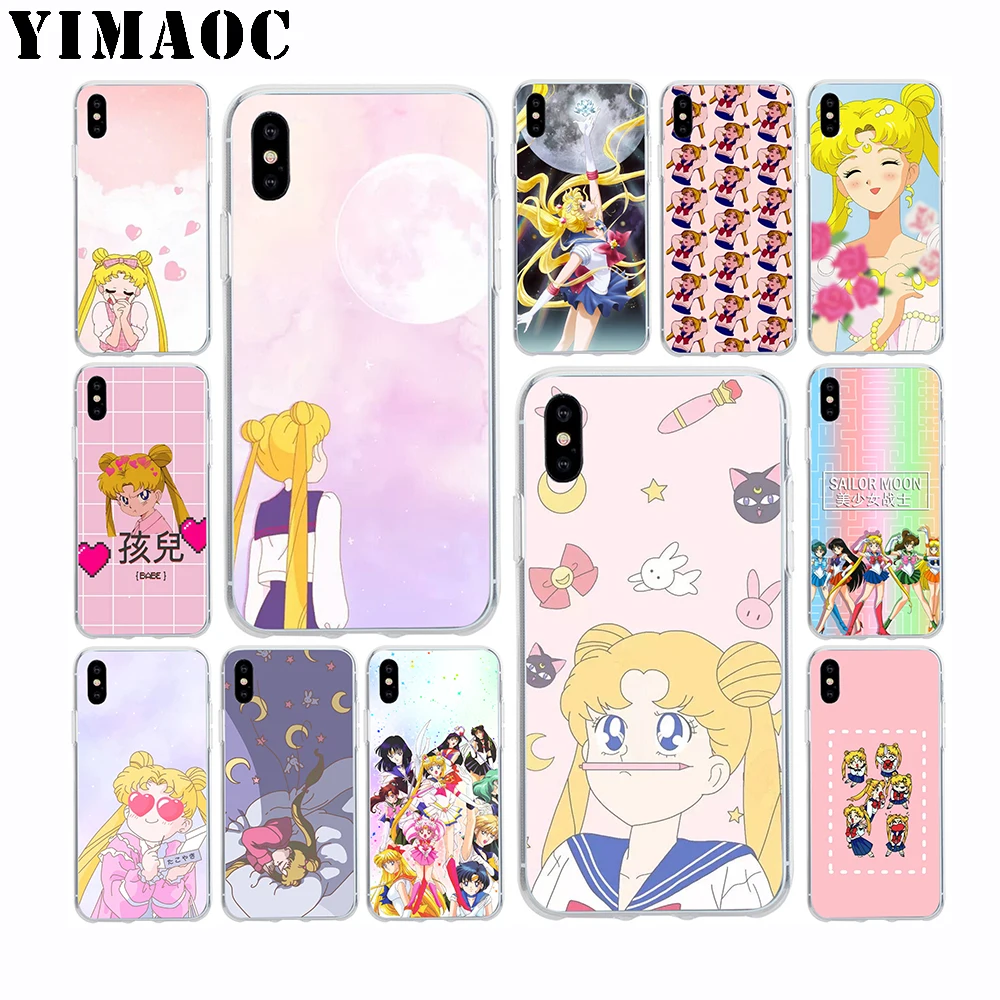 

YIMAOC Sailor Moon Anime Soft Silicone Case for Apple Iphone 11 Pro Xr Xs Max X 10 8 Plus 7 6S 6 Plus SE 5S 5 7Plus 8Plus