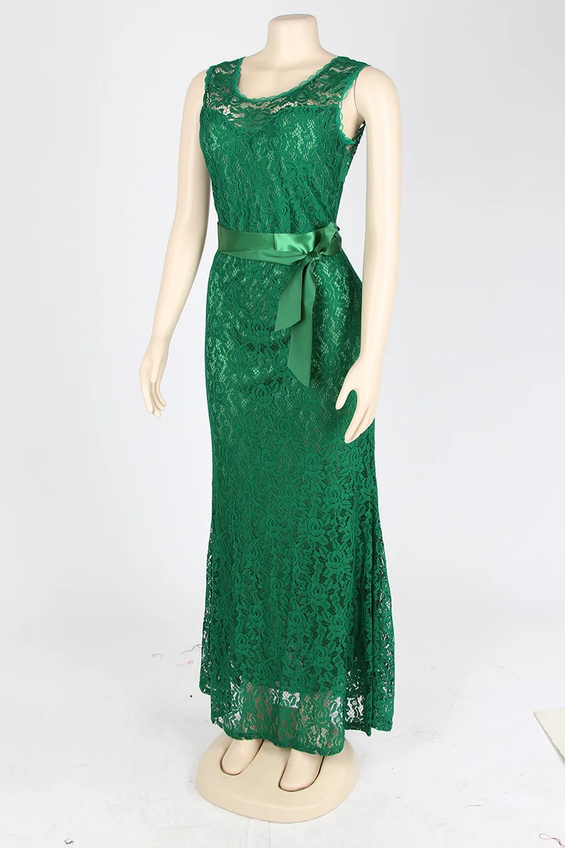 Kostlich Summer Women Long Dress 2017 UK Green Elegant Prom Fashion Casual Ladies Maxi Clothes Evening Party O-Neck Lace Dresses (77)