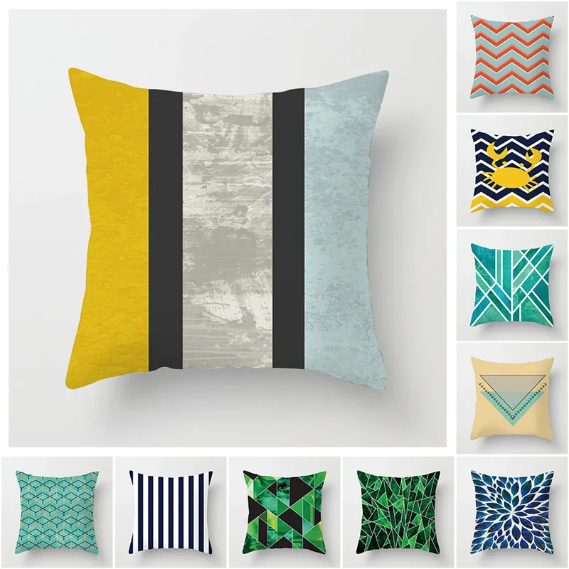 

Fuwatacchi Colorful Geometry Pattern Cushion Cover Striped Printed Pillowcases Simple Casual Pillow Covers Home Sofa Decor