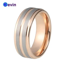 8 мм кольцо из розового золота вольфрамовое мужское обручальное кольцо с центральной пазой шаг края