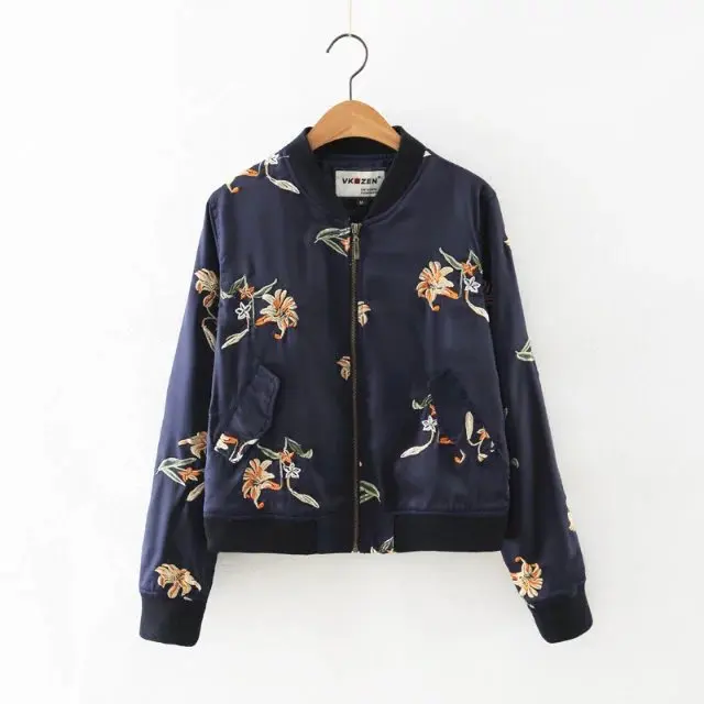  jacket women 2017 casual jacket coat women embroidered flowers feminina jacket coat