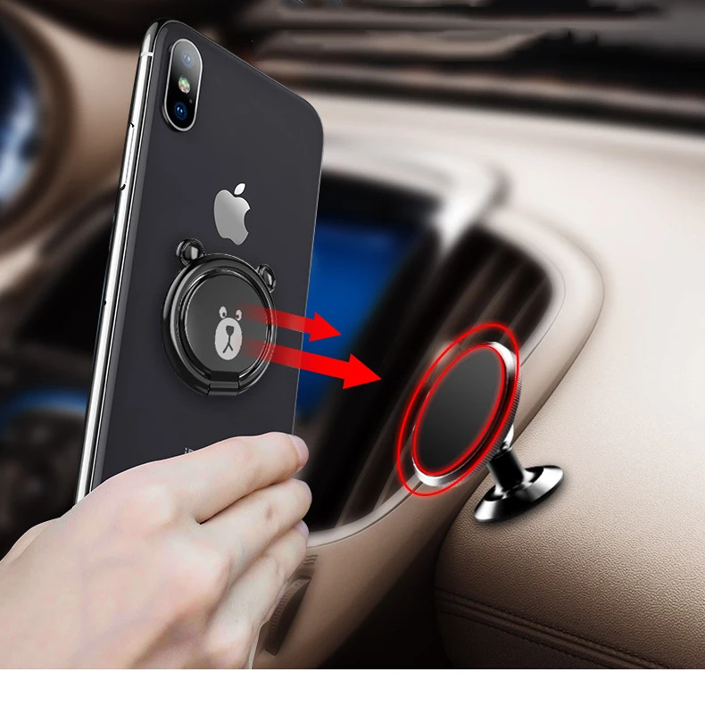 Cartoon bear Finger Ring Holder For Mobile Phone Universal Magnetic 360 Degree Metal Stand Holder For iPhone for Samsung (12)