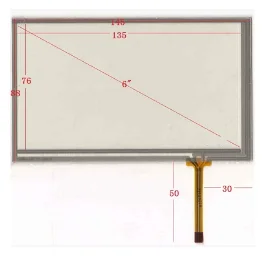 

New 6 inch 4 line resistance touch screen 145*88 free shipping
