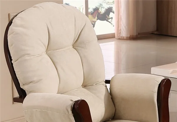 Excellent Wood Rocking Chair Rocker And Ottoman Living Room Furniture Modern Ergonomic Cushioned Large Brown Rocking Chair Feeding Baby 1
