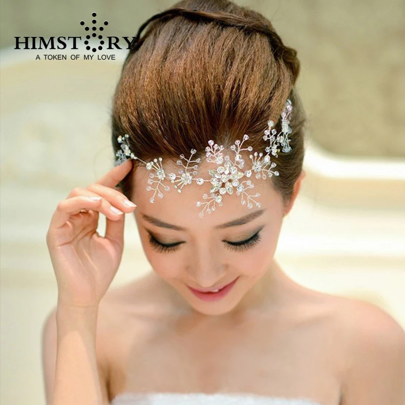 

Hot Sale Rhinestone Handmade Flower Wedding Hair Accessories Bride Hair Jewelry Forehead Jewelry Wholesale