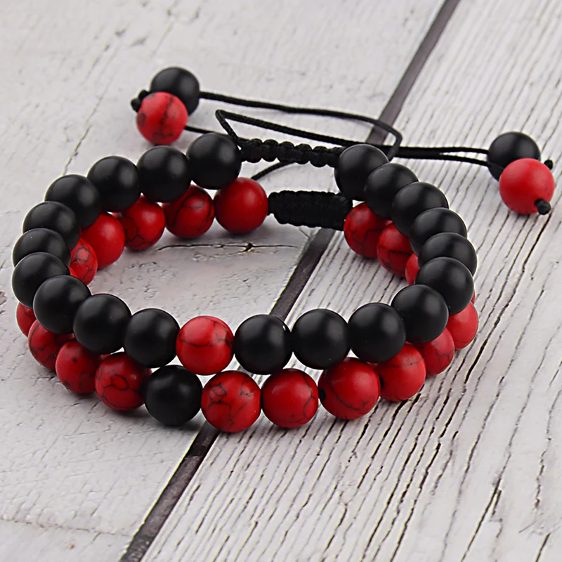 OIQUEI New 2Pcs/Set Imperial Natural Stone Matte Adjustable Bracelet For Women Men Stainless Hand Woven Couple Bracelets Gift OIQUEI New 2Pcs/Set Imperial Natural Stone Matte Adjustable Bracelet For Women Men Stainless Hand Woven Couple Bracelets Gift