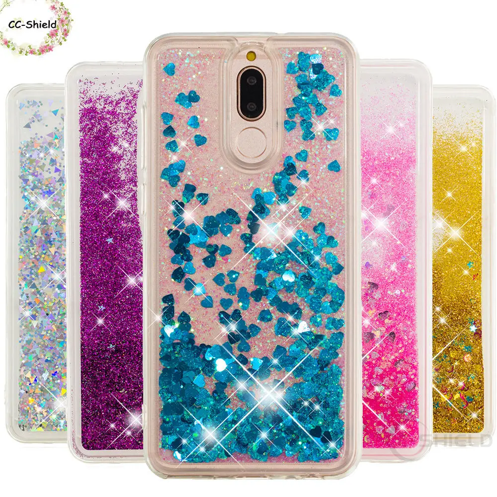 Зыбучий песок чехол для телефона Huawei Mate 10 Lite Dynamic Liquid Love Heart мягкая задняя крышка
