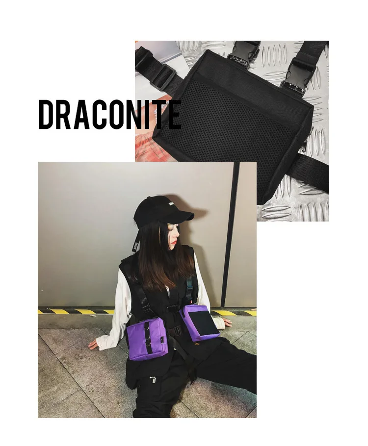 Женская тактическая уличная сумка в стиле хип-хоп, функциональный нагрудный жилет, поясная сумка для мужчин, оксфордская поясная сумка, черная регулируемая уличная сумка, 136
