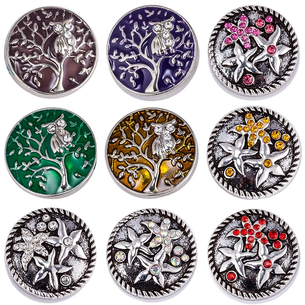 

Snap button 18 mm Owl on the tree snaps for snaps bracelets fit ginger snaps jewelry crystal snap TZ9134