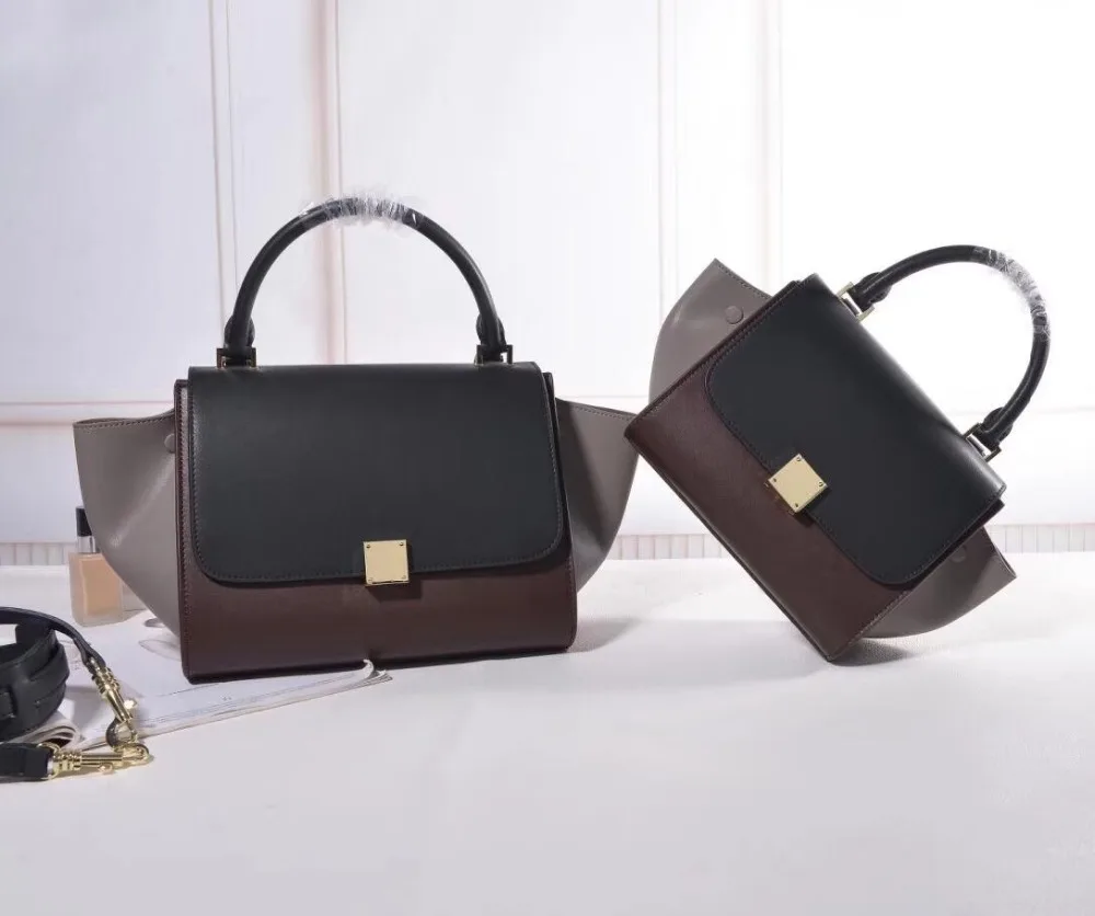 

2018 Europe high grade trapeze top-handle bags women's genuine leather shoulder bags female crossbody soft casual shopping bags