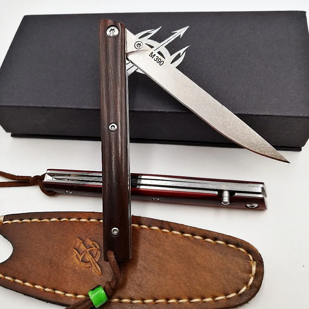 Swedish Powder Damascus Steel Folding Knife Wood Handle M390 Pocket Knives Sharp High Hardness Outdoor Mini Portable EDC Tools