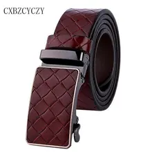 Automatic Buckle Mens Belts Luxury Brand Designer Belts High Quality Genuine Leather Plaid Belts of Men Real Cowskin Ceinture