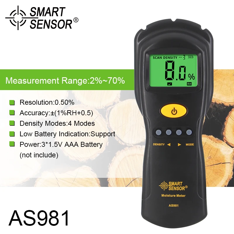 SMART SENSOR AS981 Digital Moisture Meter Mini Wood Humidity Detector