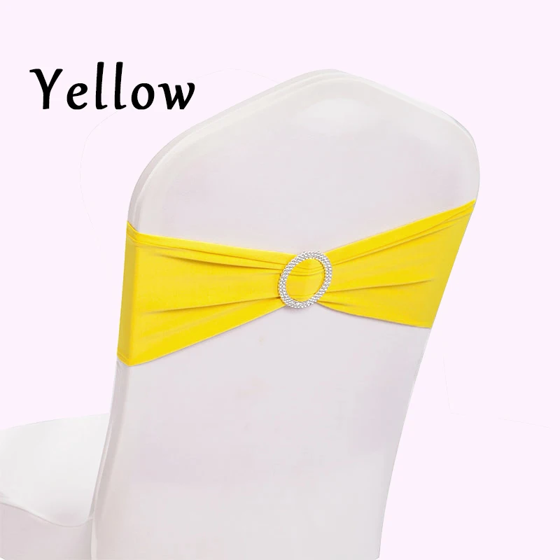 10 шт./упак., лайкра, лента для стула, эластичная Подвязка из спандекса для стула с круглым кольцом для свадебного украшения, банты для стула - Цвет: Yellow