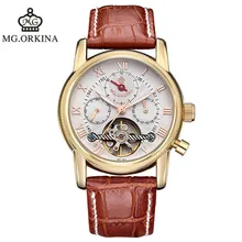 NEW ORKINA brand belt automatic mechanical watches fashion business table waterproof man watches 2016 brand luxury