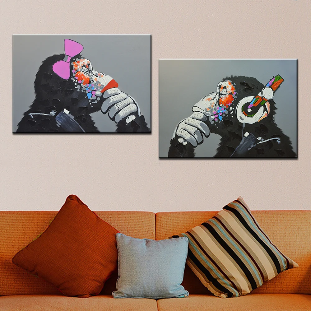 Hot Modern Diy Diamond Embroidery Painting Cartoon Animal Monkey Wear Headphones 5D Diamond Mosaic Picture for