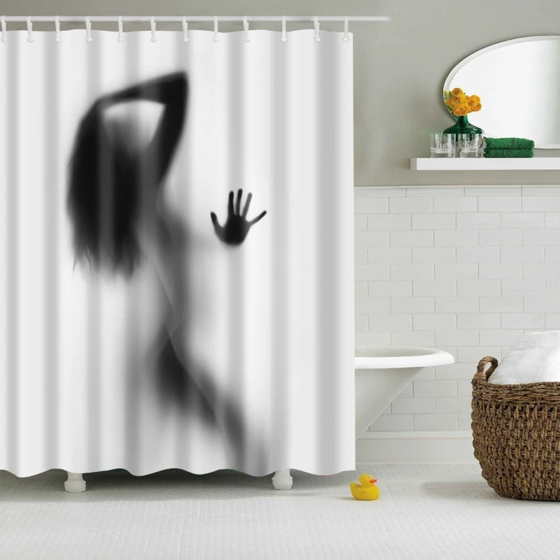 Online Hohe Qualität Wasserdichte Frauen Schatten Dusche Vorhang mit Haken Sexy Mädchen Porträt Bad Vorhänge Vorhänge für Bad Dusche