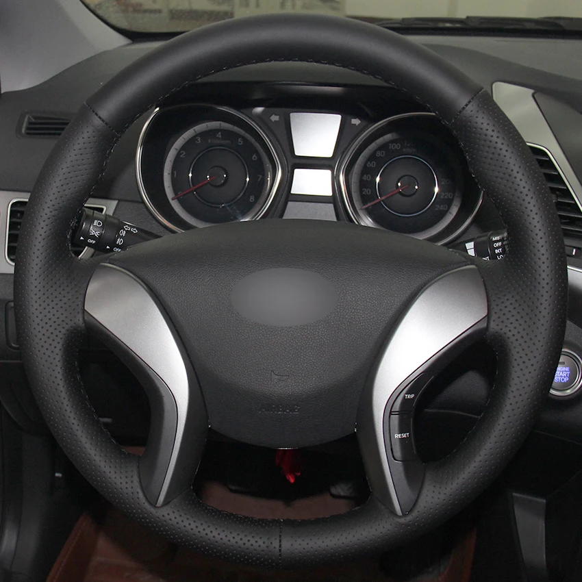 Black Synthetic Leather Car Steering Wheel Cover for Hyundai Elantra