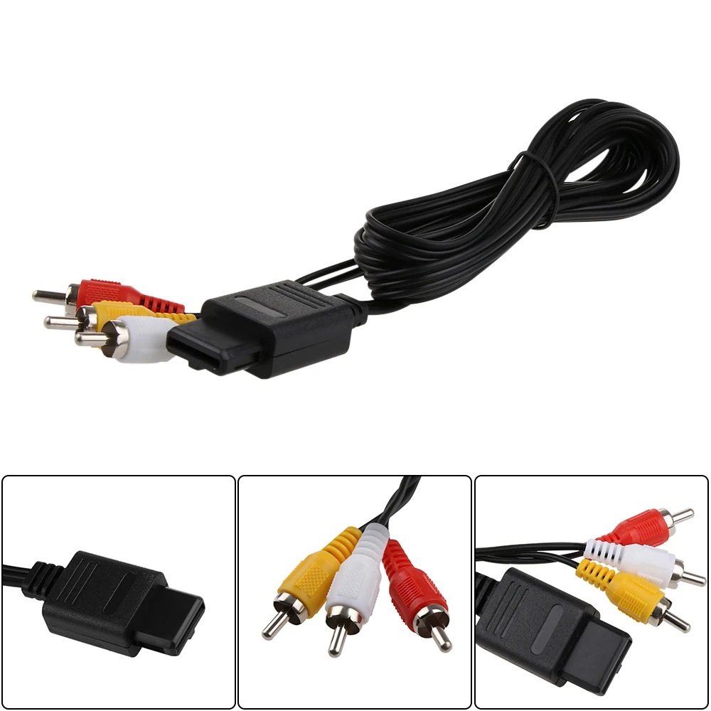 

Tonbux 1.8M 6FT AV TV RCA Video Cord Cable For Game Cube for N64 AV Audio Video A/V Cable Cord And 2 Audio Output Connectors