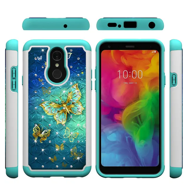 5,5 ''glitter Шикарный чехол для телефона для LG Q7 чехол Гибридный Coque LG Q7 Альфа чехола ТПУ PC задняя крышка чехол для LG Q7 плюс Чехол Q7