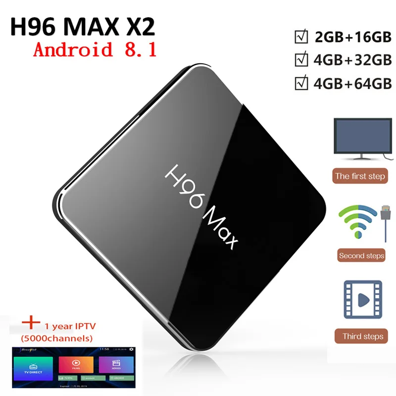 android smart tv box H96 MAX X2 Android 8.1 4GB RAM 64GB ROM USB3.0 TV Box H96 set top of Google android box support iptv tv box