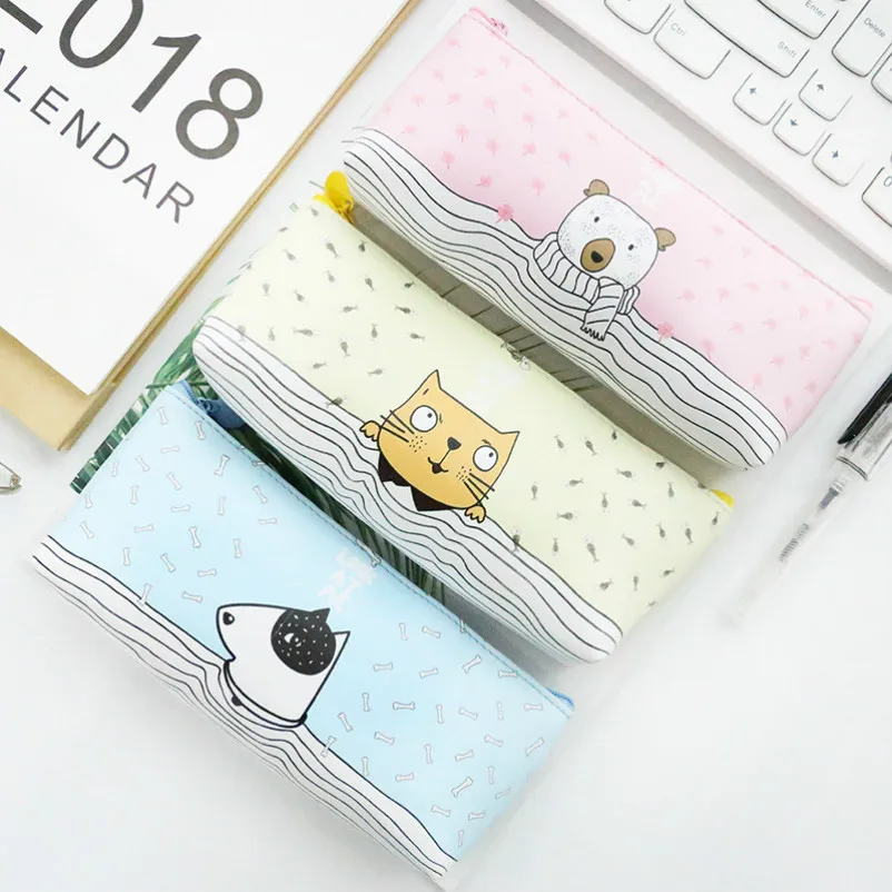 

1pcs/sell Kawaii animal Pencil Case Cute Civet cat Decorative Pattern School office tools Supplies Stationery Gift
