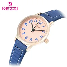 KEZZI Marque Casual Montre En Cuir Véritable de Femmes Montres Simple Cadran Japonais Mouvement À Quartz Étanche Montre-Bracelet Montre Femme