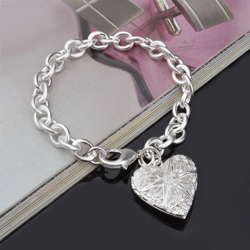 Heart Shaped 925 Silver Photo Locket Bracelet Sterling Charm Heart Shaped 925 Silver Photo Locket Bracelet Sterling Charm For Women Men Free Shipping In Bracelets From Jewelry Accessories On