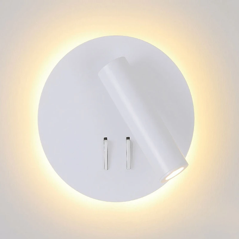

Creative Round Square LED Wall Lamp 360 Degree Rotatable Bedside Lamp Bedroom Decoration Simple Home Hotel Reading Wall Light