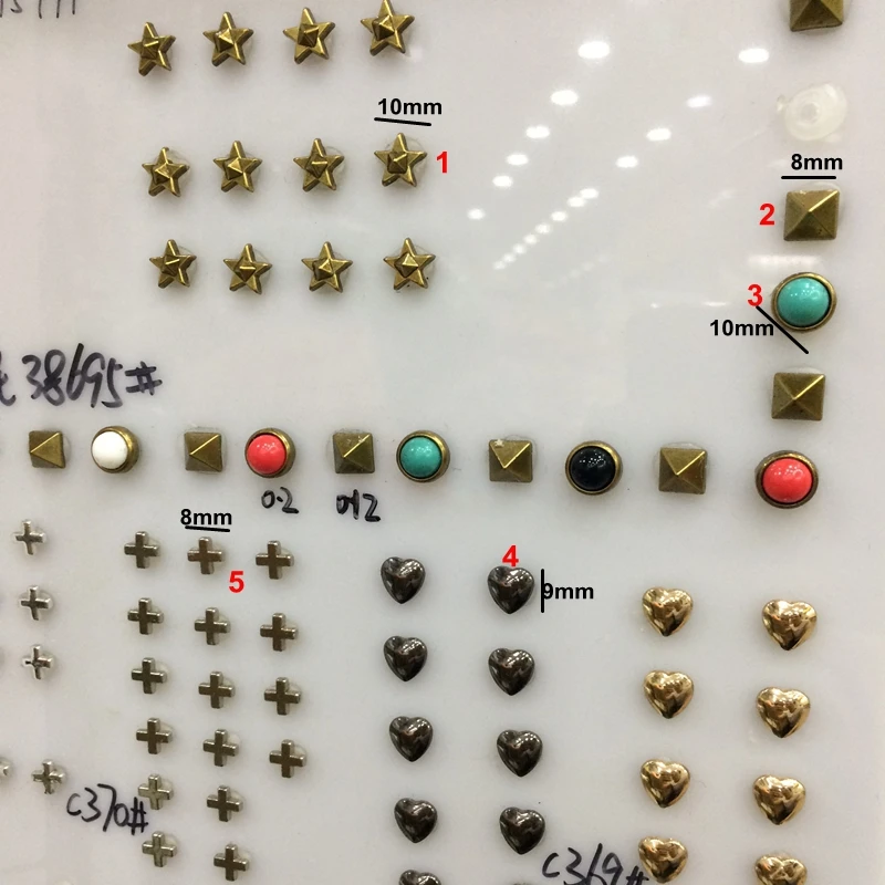 

200pcs New Arrival Hardware Accessories Cone Decorative buckle buckle bag cross Heart-shaped Five-pointed star buckle
